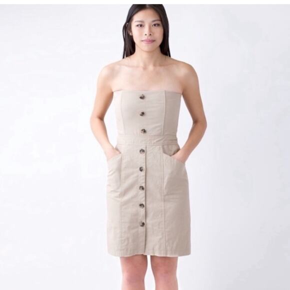 Jenni Kayne cotton & hemp silk lined strapless mini dress New with tags size 8 - Picture 1 of 11